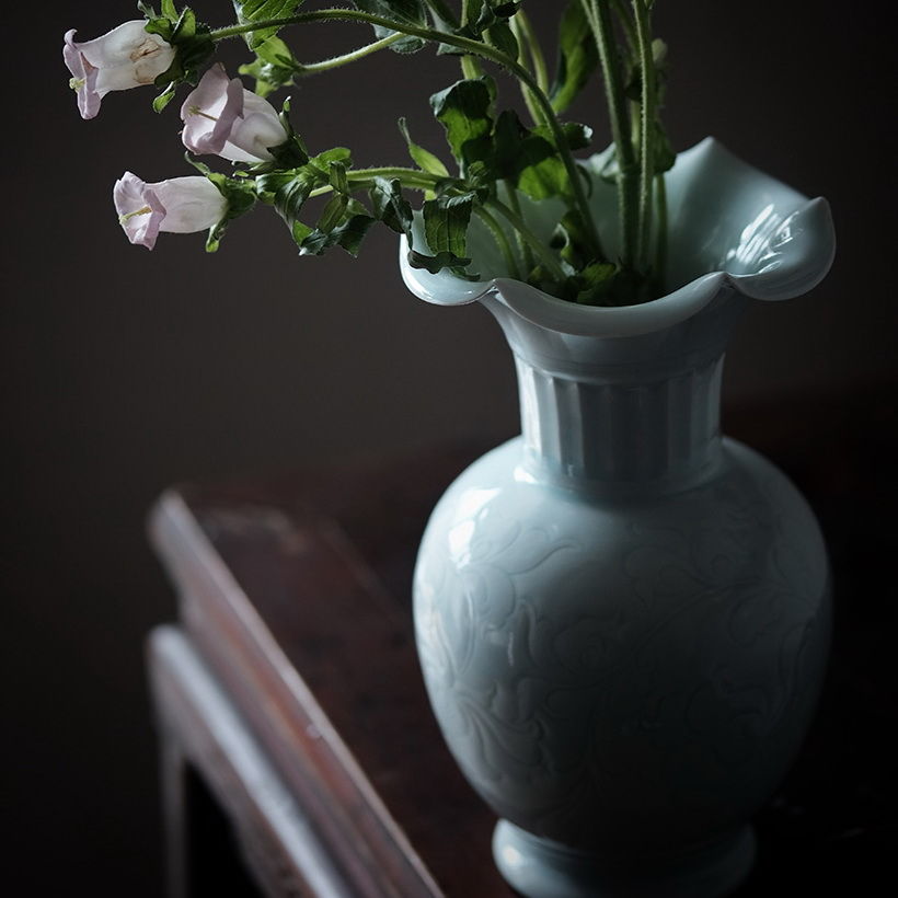 静風舍 副島微美子 大きめ白磁 花器/壺 作家物