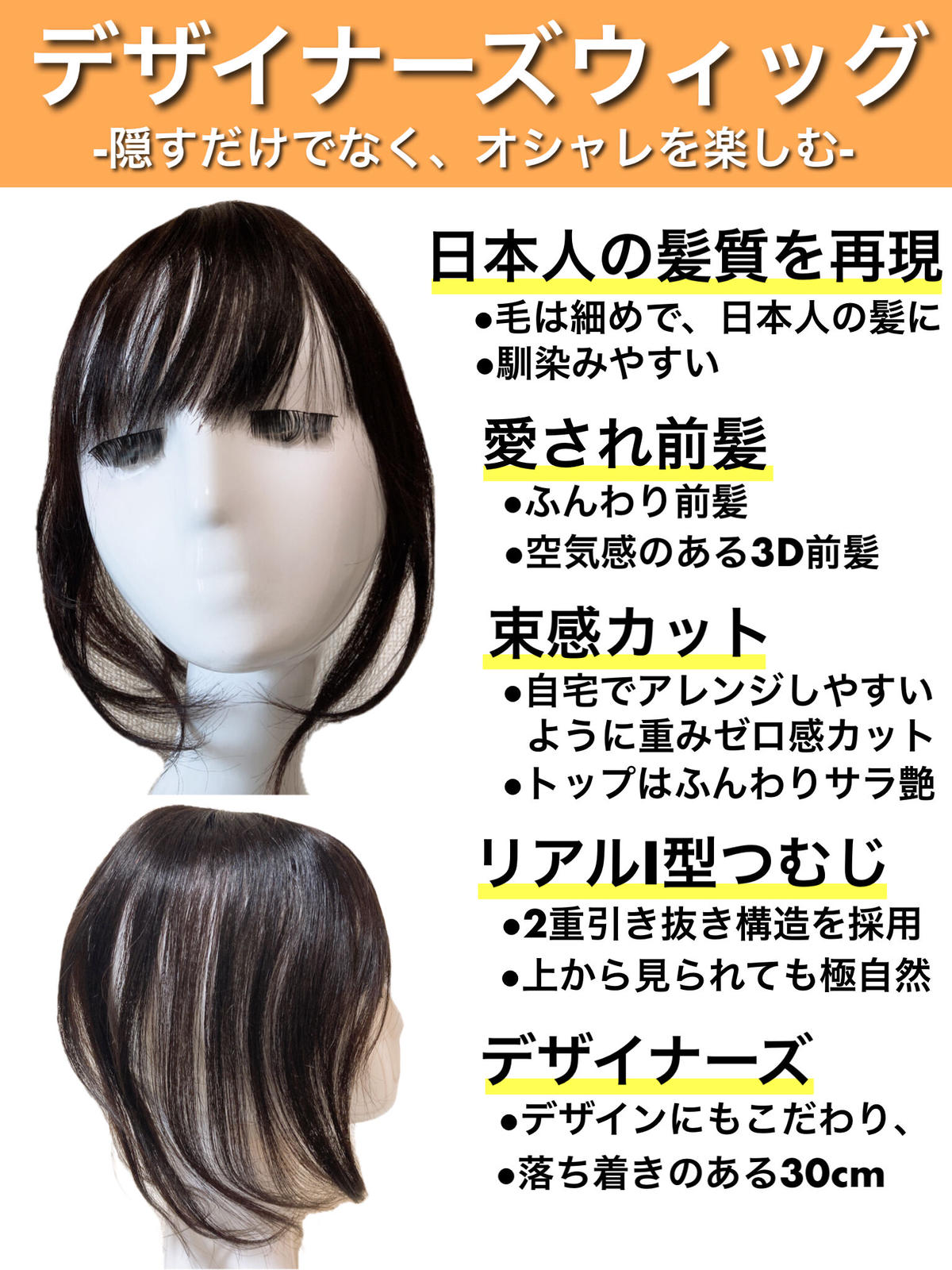 36 割引 逸品 Lucebrillare艶髪セミロング人毛100 医療用女性レディースつむじ頭頂部国内ブラウン35cm ウィッグ つけ毛 バッグ 雑貨 Urbanfarminginstitute Org