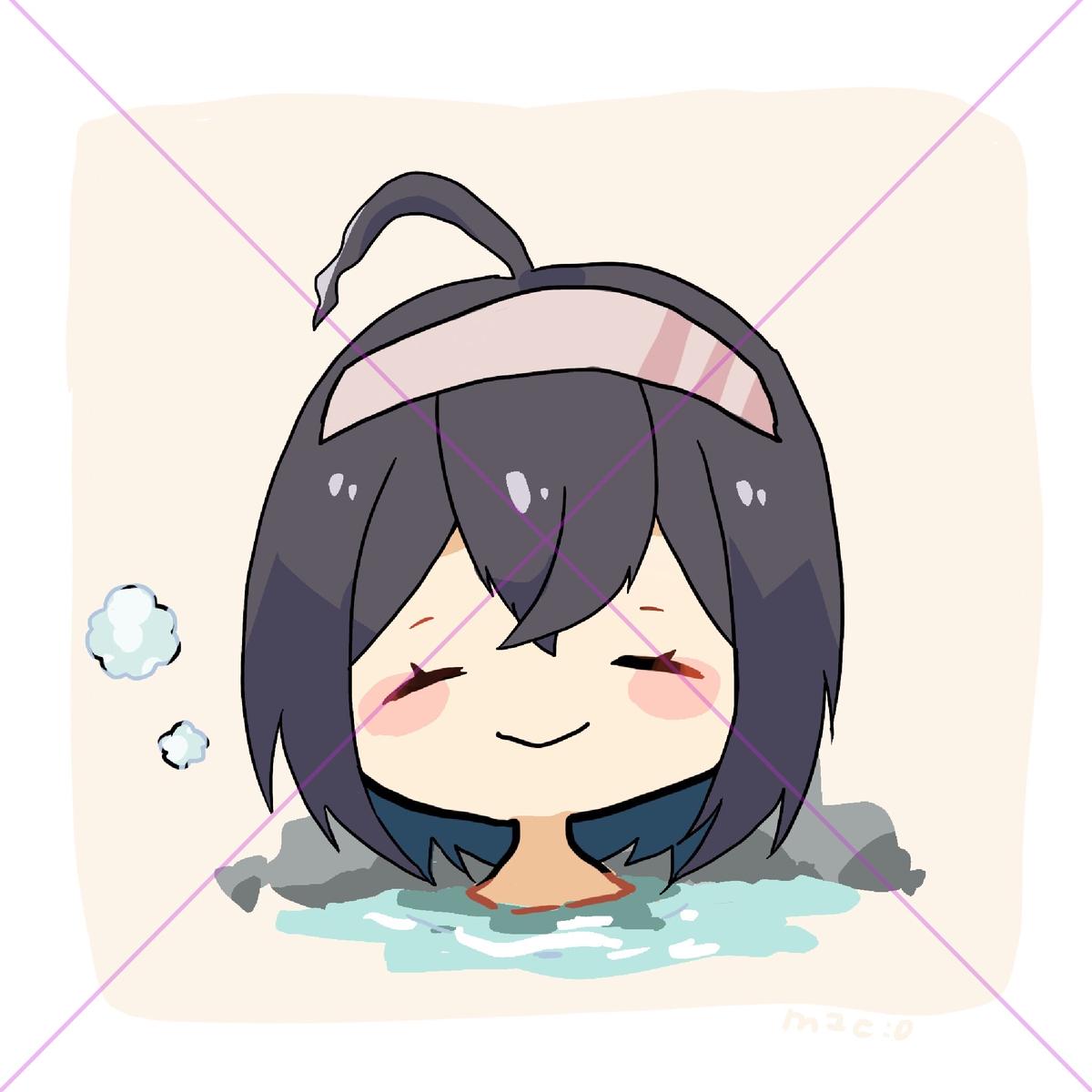 透過イラスト 温泉に浸かる 素材 マイコのイラスト屋さん