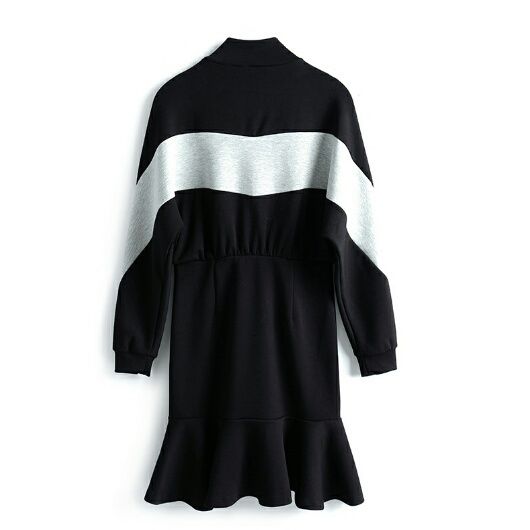 スポーツミックスヘムフリルがかわいいジャージ風ジップワンピース Fashionbomy