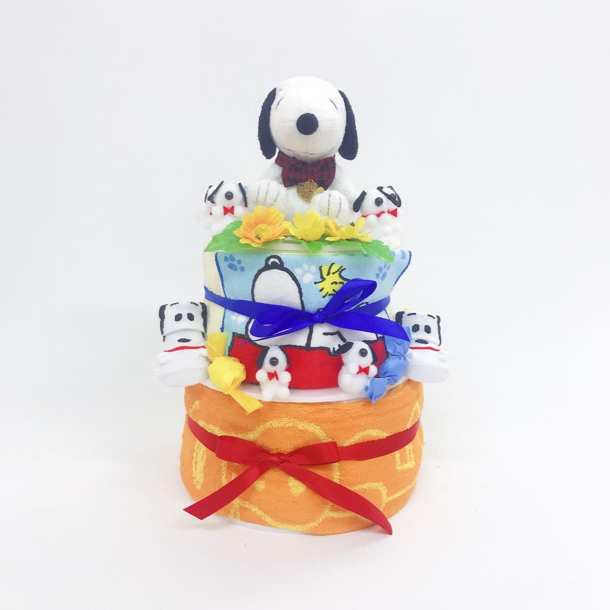 スヌーピー おむつケーキ２段タイプ キャラクター物 おむつケーキ Com