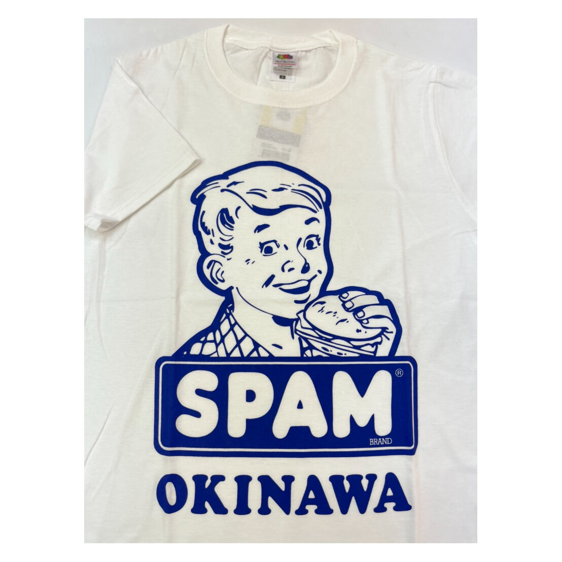 ー品販売  SPAM スパム坊や キャラクタープリント 企業モノ 白 Tシャツ トップス