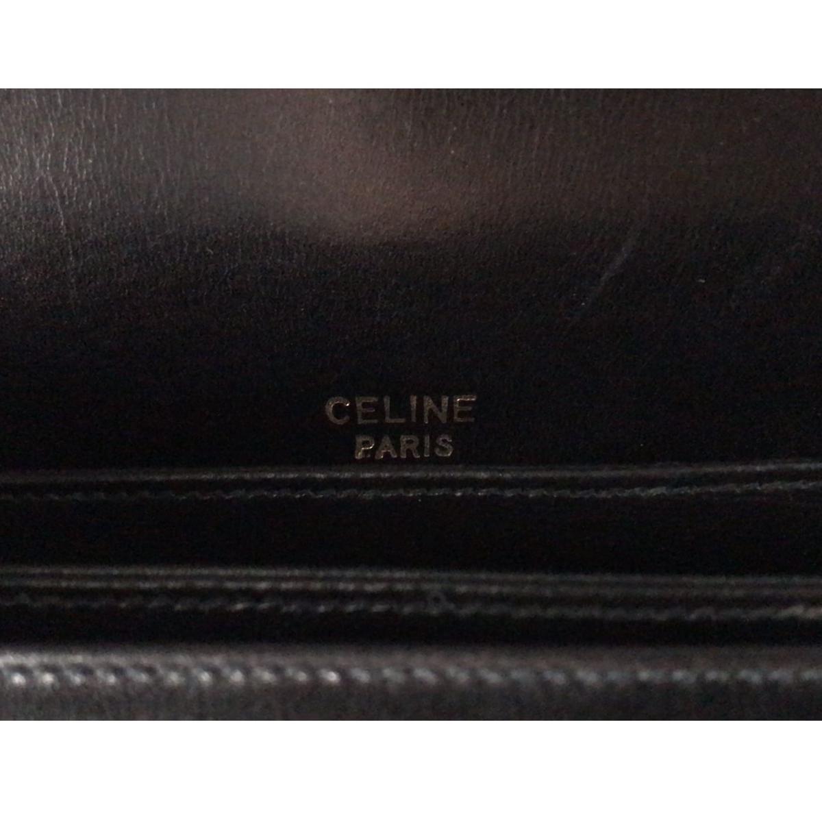 CELINE セリーヌ ゴールド馬車金具 カーフレザー ショルダーバッグ ...