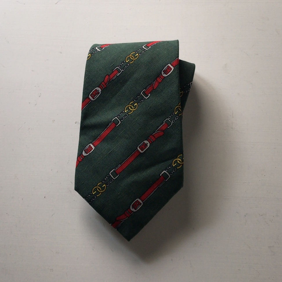 GUCCI オールドグッチ ヴィンテージ ネクタイ 筆記体ロゴ シルク100