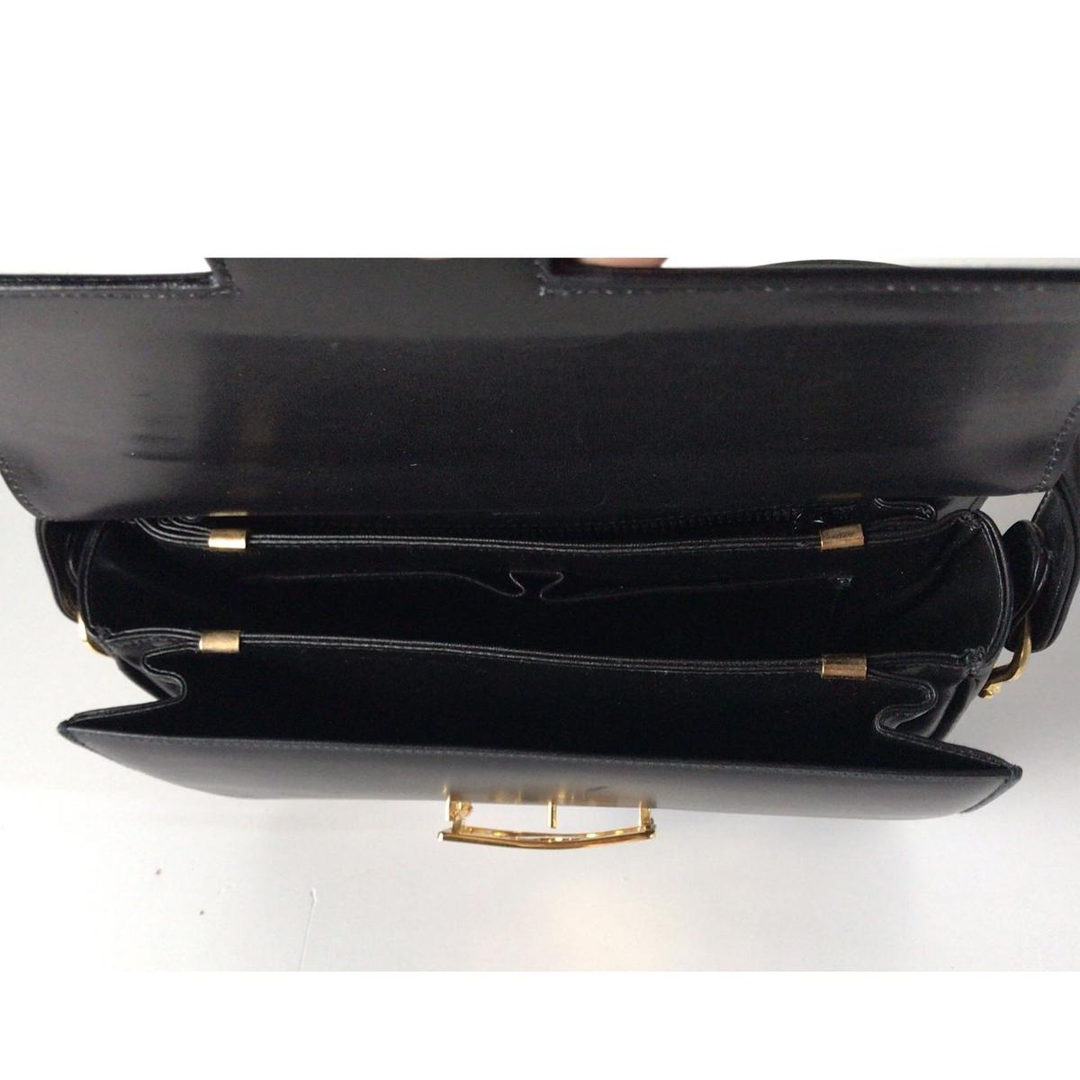 CELINE セリーヌ ゴールド馬車金具 カーフレザー ショルダーバッグ ブラック ヴィンテージ オールド 極美品