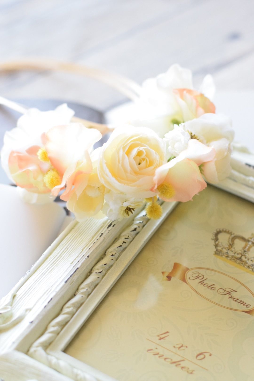 スイートピー ミモザ花かんむり M Rihana スイートピー ミモザ花かんむり M Rihana