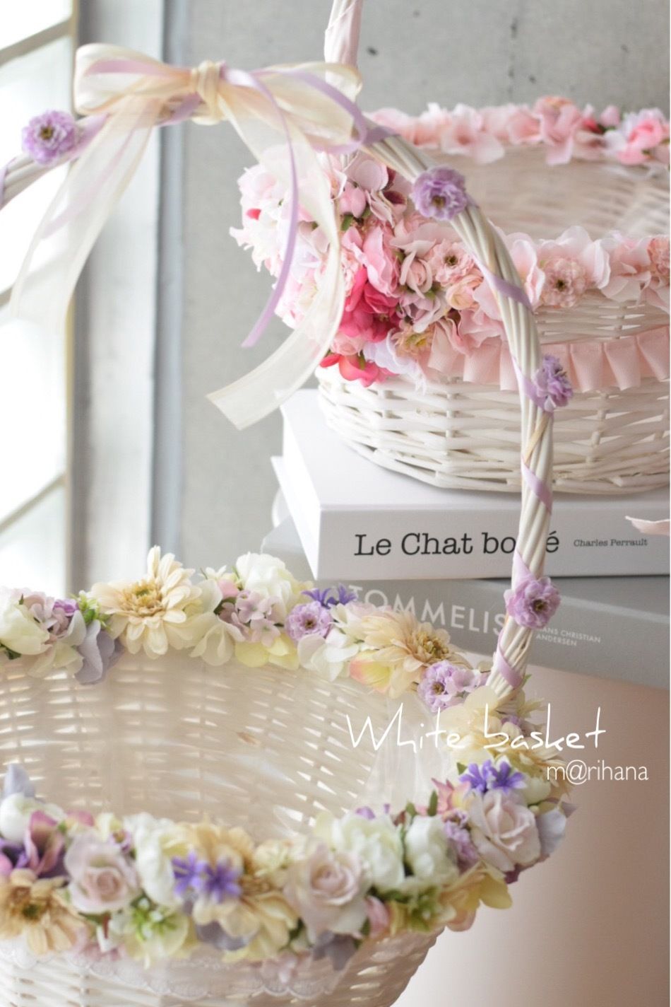 M様専用 オーダー ワンちゃん撮影用 ホワイトバスケット M Rihana