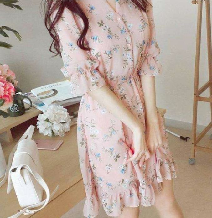 ワンピース 花柄ミニのとっても可愛いフェミニンワンピ Hdfks 韓国ファッシ