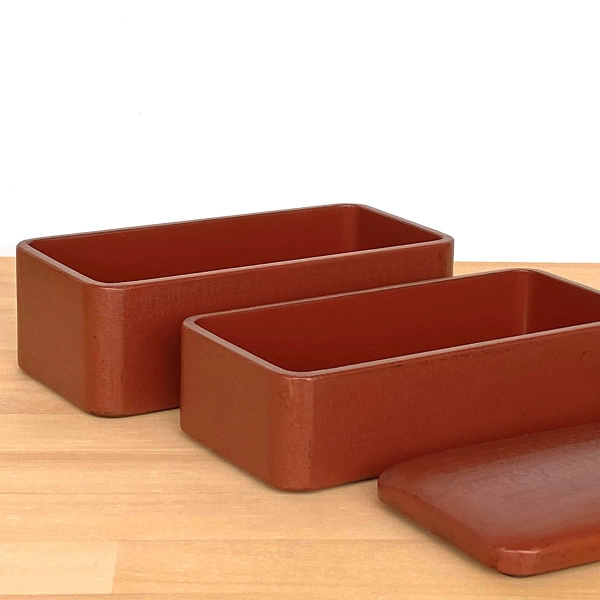 赤木明登 曲輪 弁当箱 (平) 赤木明登作 曲輪弁当箱 平 黒 193×123×52mm
