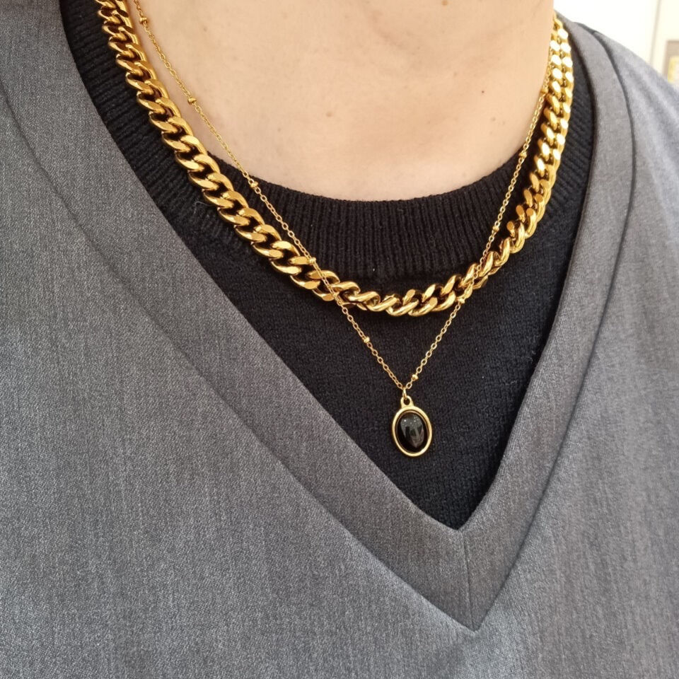 Kihei chain necklace 7mm 40cm gold 304L MELLO...