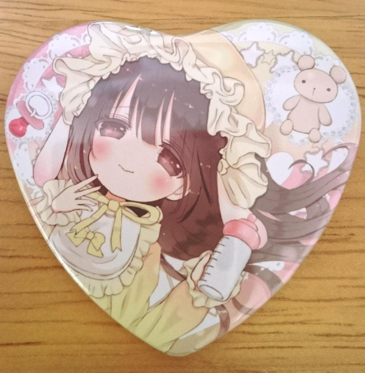 ラスト2点 再販 ベビたんみるくちゃんハート型缶バッチ ミルクチャンショップ