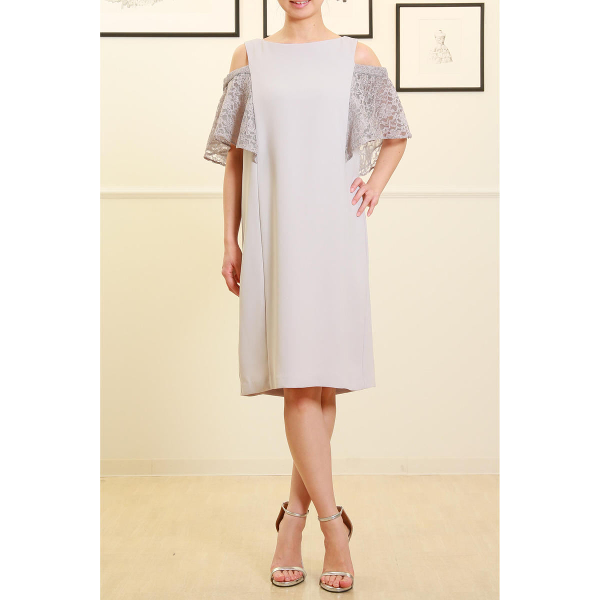 Kaene 二重織オープンショルダードレス Memory Magic