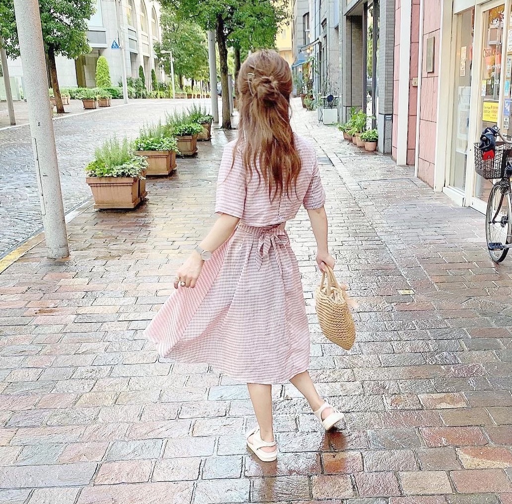 エピヌ バックオープンギンガムチェックワンピース ミニワンピース Maquillajeenoferta Com