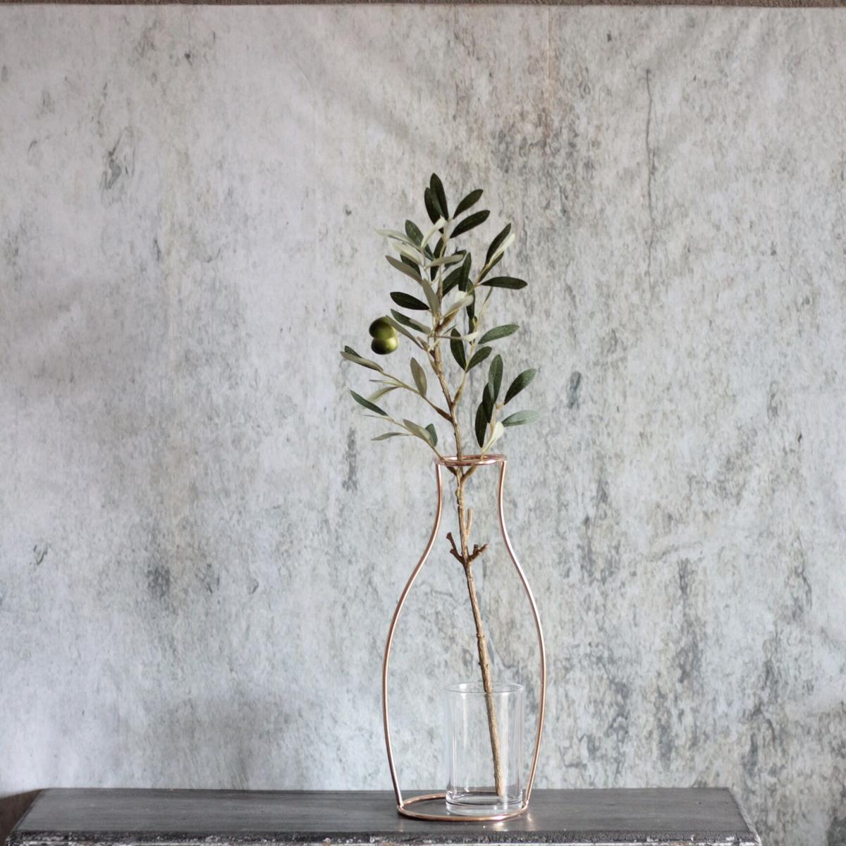 実付きオリーブの木 Set男前ゴールドワイヤーのフラワーベースアレンジ Micellde