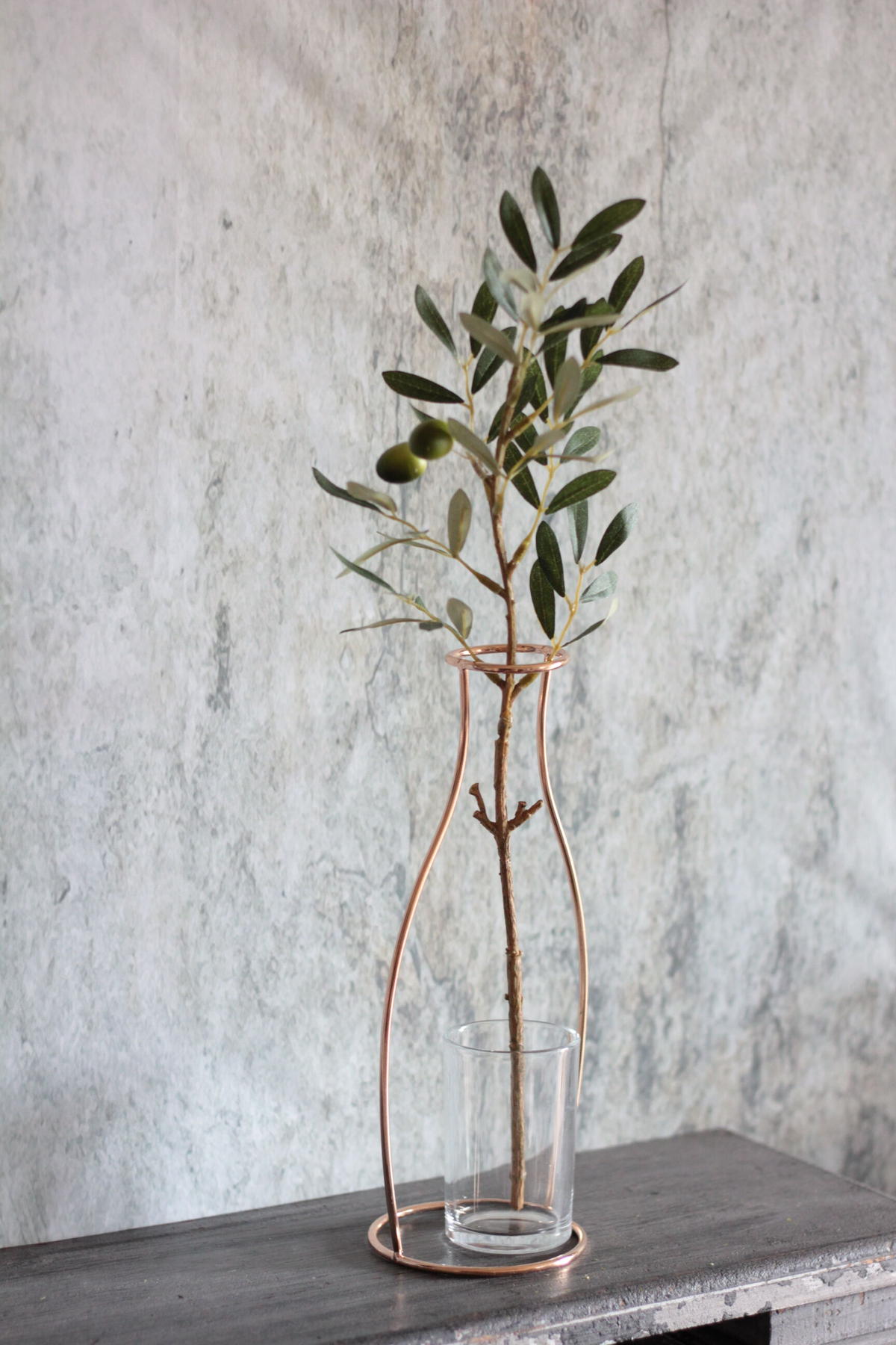 実付きオリーブの木 Set男前ゴールドワイヤーのフラワーベースアレンジ Micellde