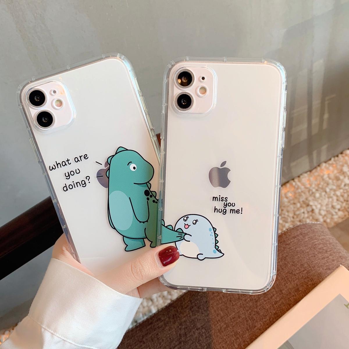 恐竜 お揃いペアiphone13 12promaxケース クリアケース Dinosaur 透明