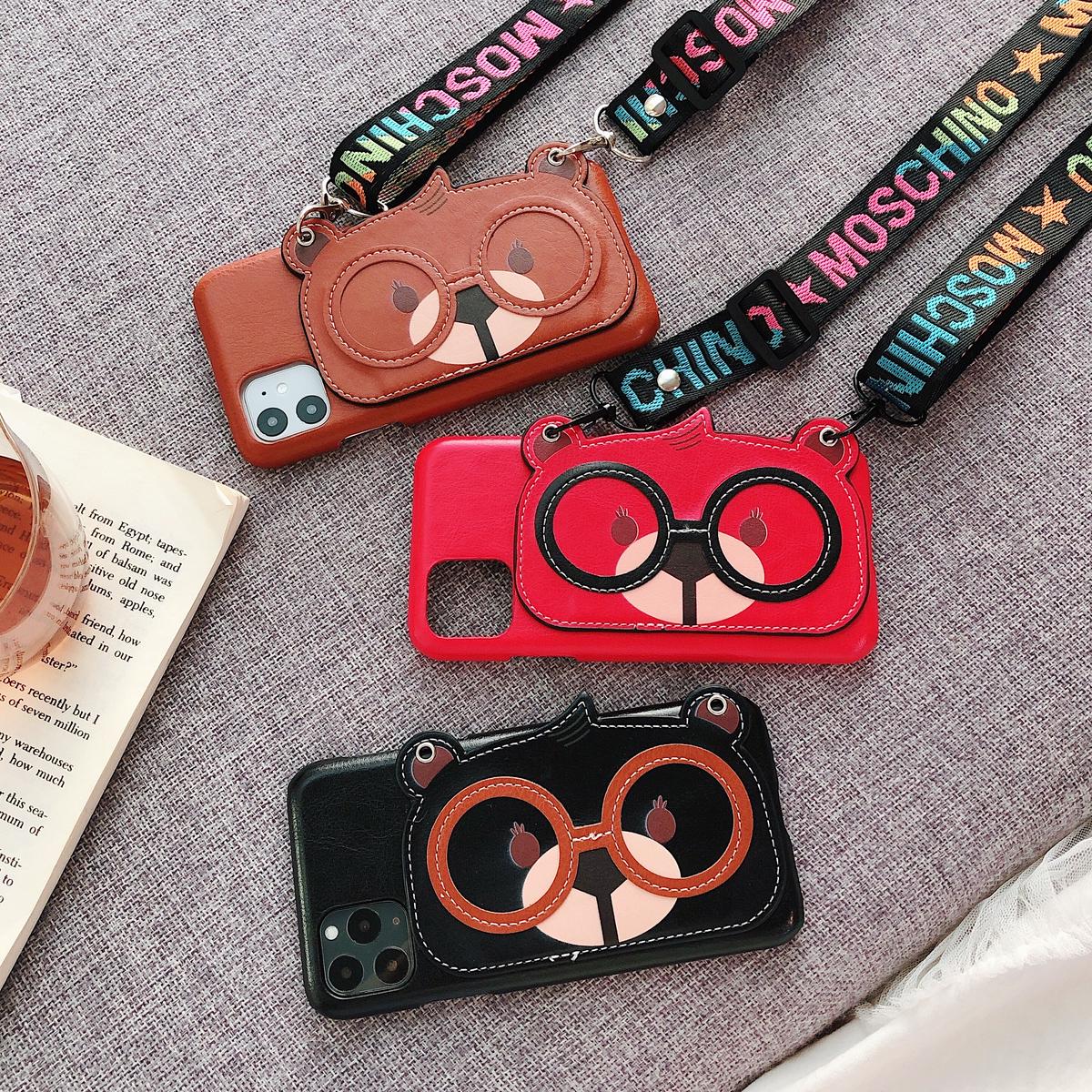 可愛いiphone11proケースクマさんiphone11カバー 紐付き 熊iphonexsケ