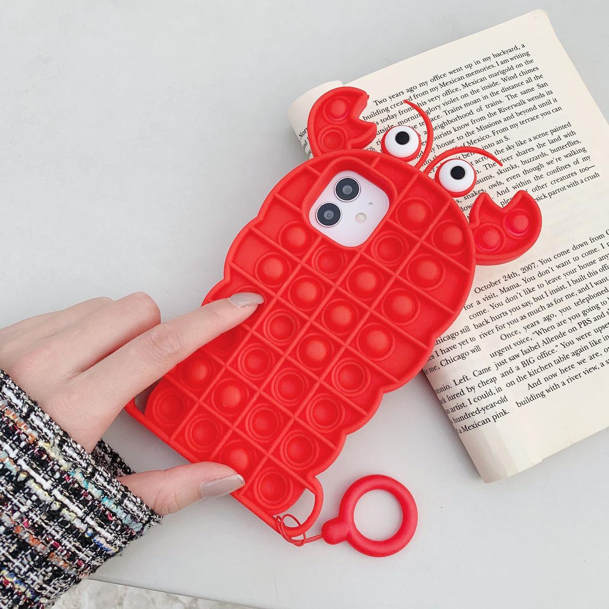 スクイーズ玩具イセエビ Iphone12 11proケース プッシュポップフィジェットおもち