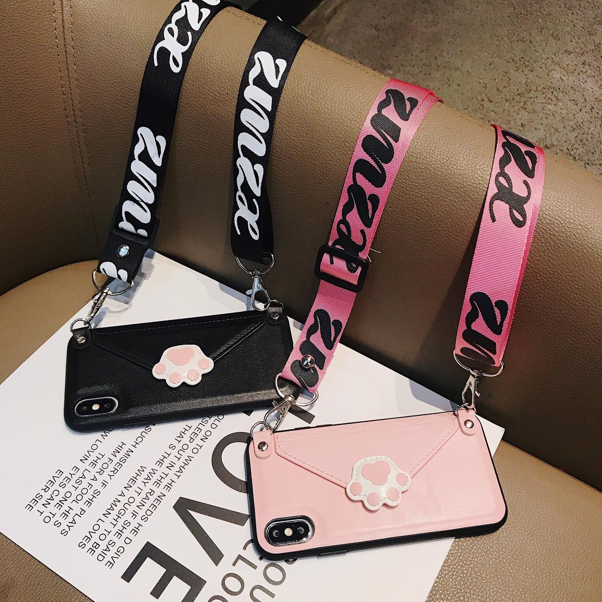 猫の爪 iphonexrケース カード入れiphonexsmaxカバー 首かける紐携帯ケース...
