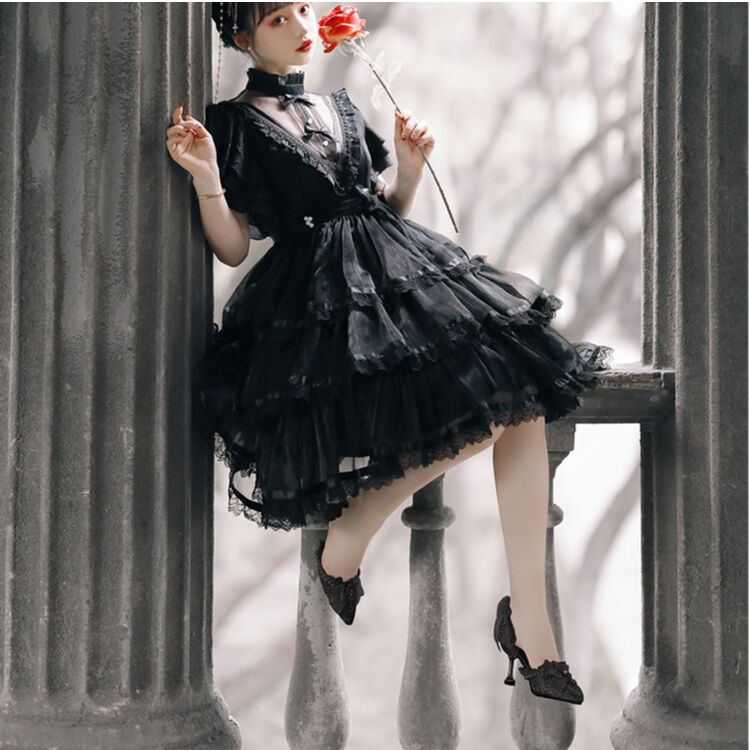 pretty サックス 花柄 ワンピース ロリィタ ロリータ ゴスロリ pretty サックス 花柄 ワンピース ロリィタ ロリータ ゴスロリ