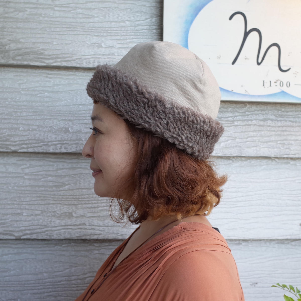 mature ha. ボアフードキャップ hood cap | moln セールショップ マチュアーハ ボアフードキャップ ニットキャップ/ビーニー