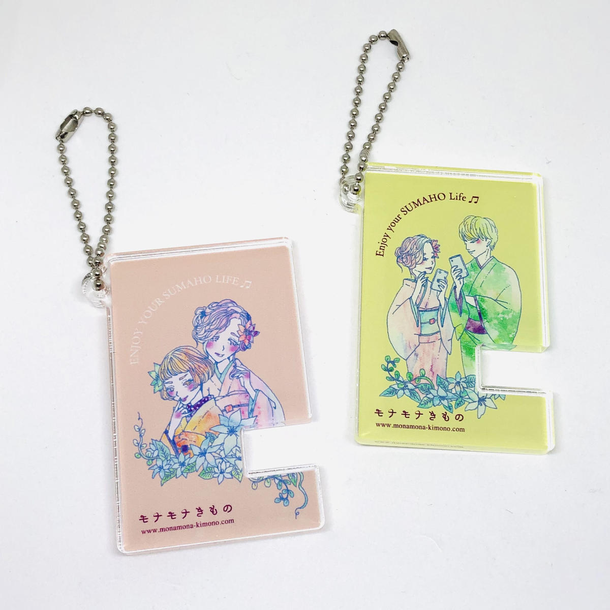 スマホスタンド アクリルキーホルダー スタンダードピンク モナモナきもの