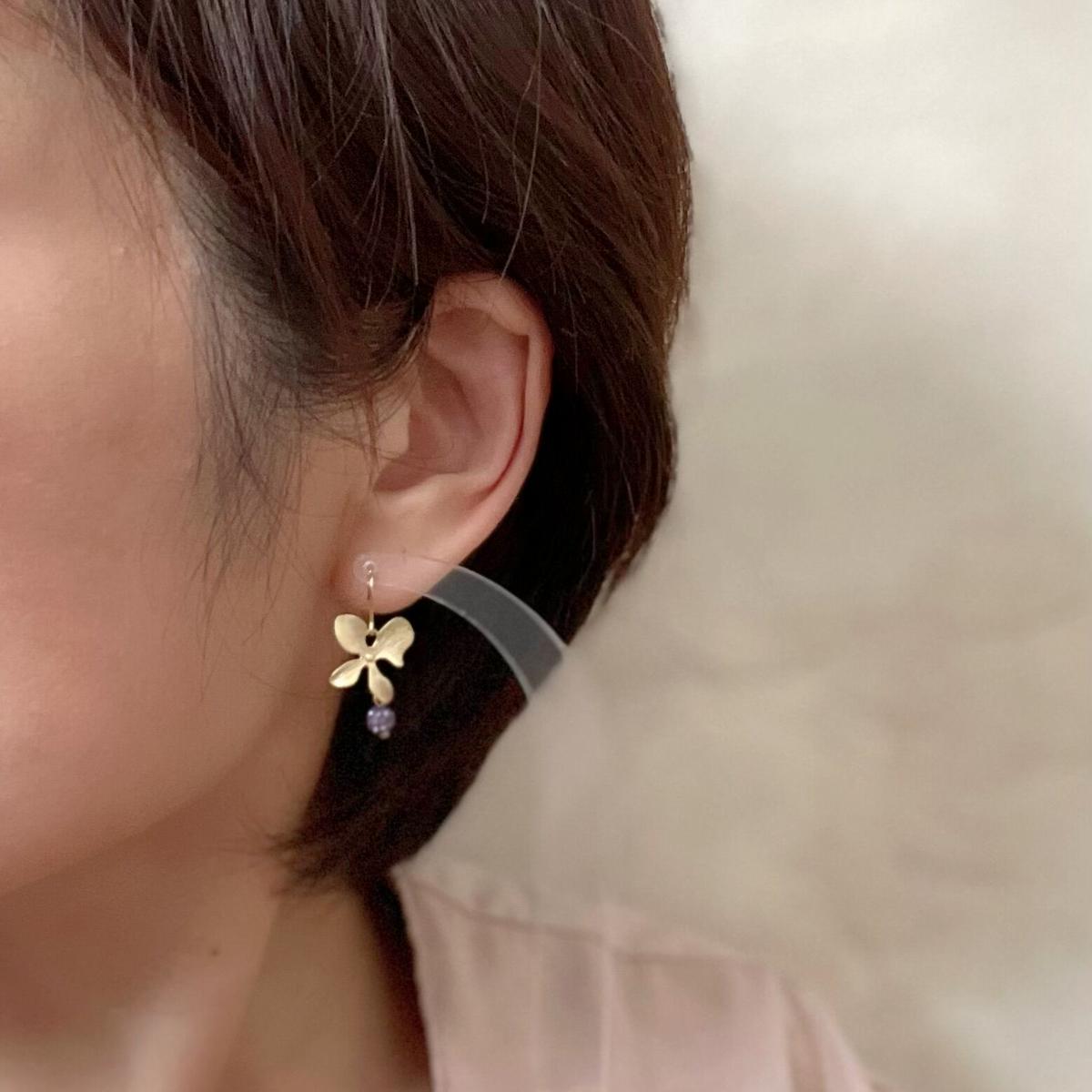 紫陽花 ピアス キラキパヴェ 花 フック P2950 モンプティフレールoutlet