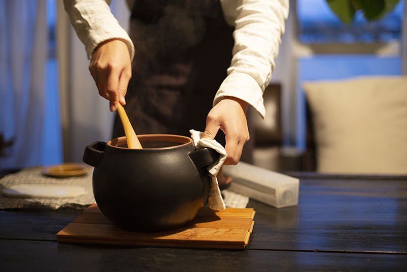 作家もの 小谷田潤さん 耐熱土鍋 ご飯鍋 黒色☆