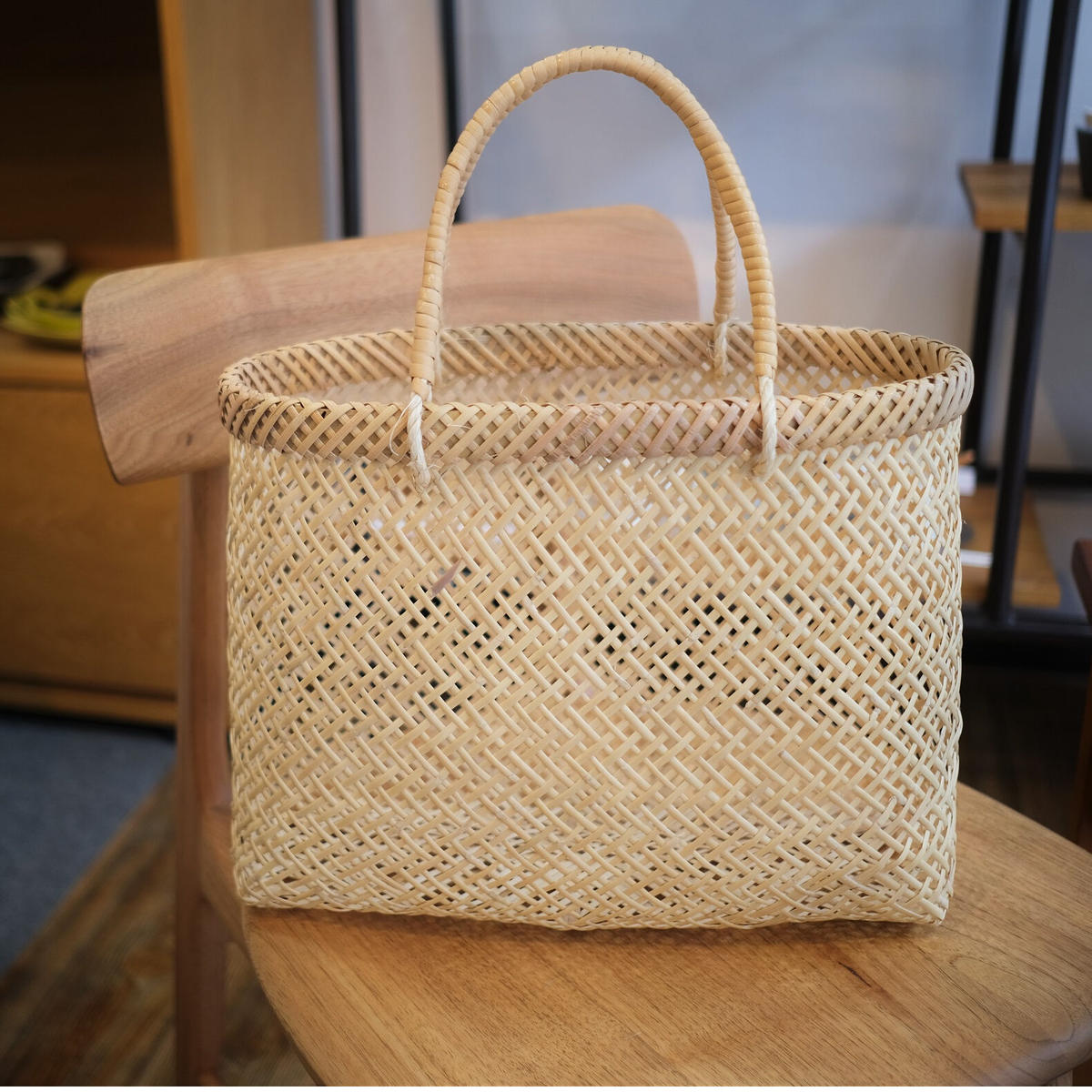 市場かご 岩手県産 竹細工 竹かご かごバッグ 籐手 かごバッグ