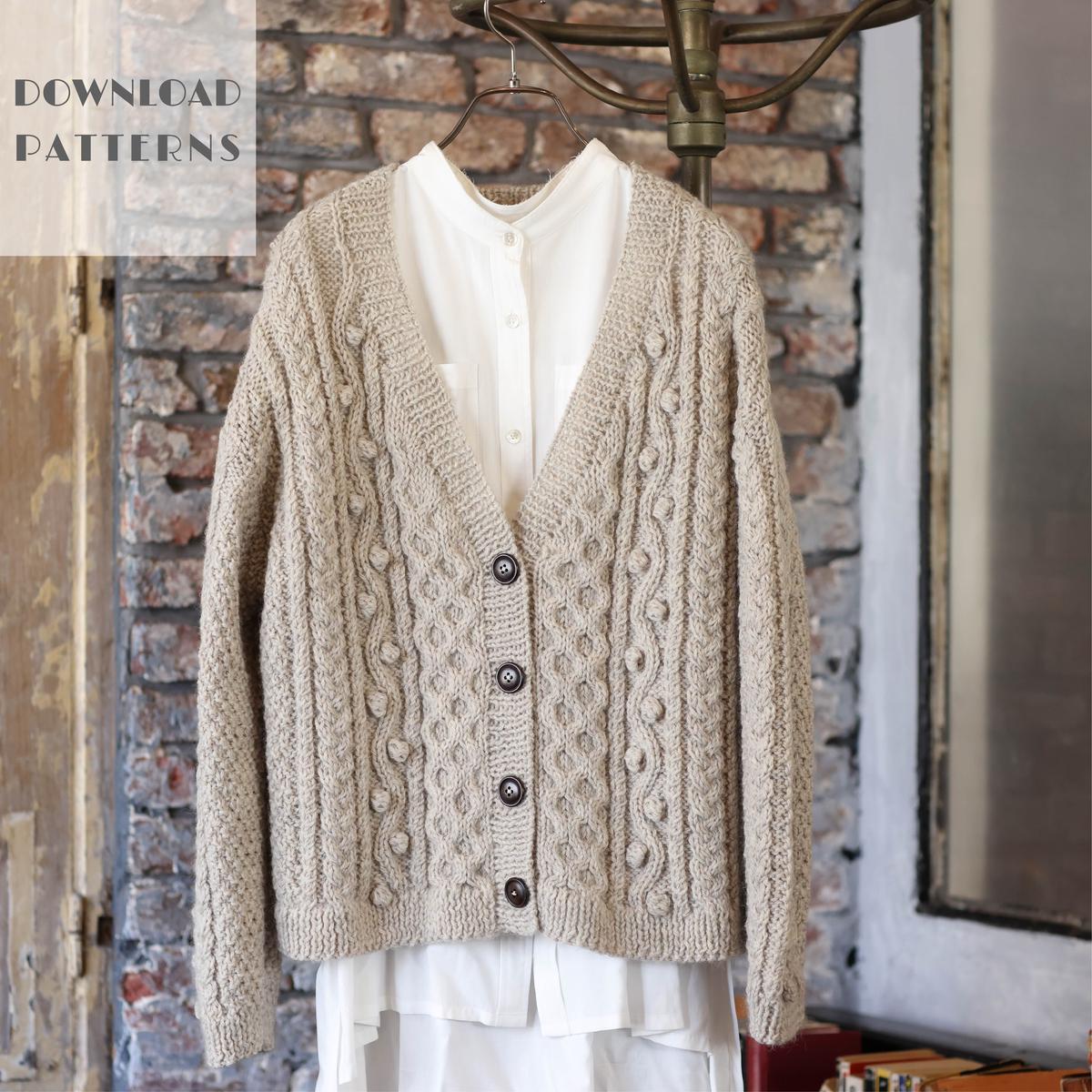 編み図 ユニセックスvネックケーブルカーディガン スキー毛糸 M S Stores