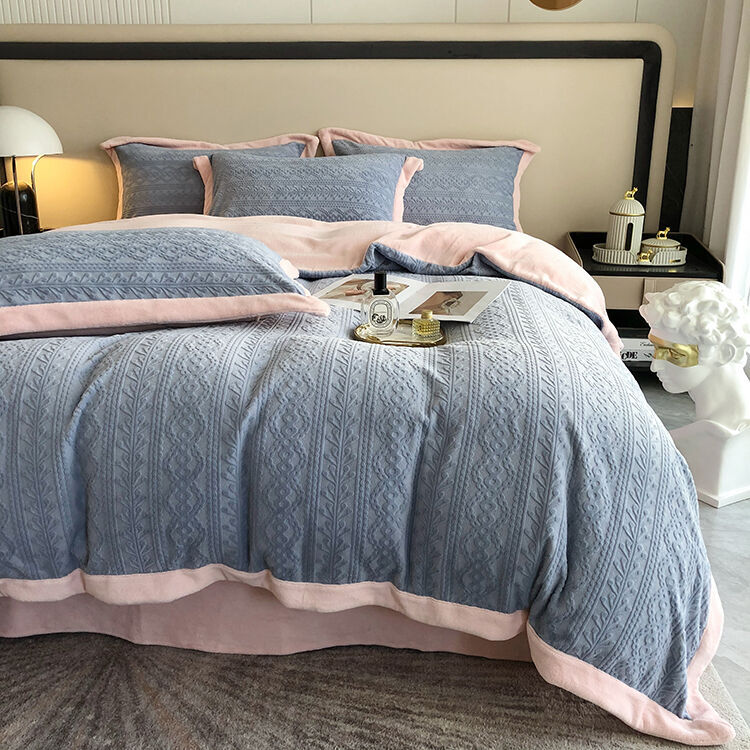 バイカラーニットデザインベッドリネン（キング サイズ） MUSE HOME