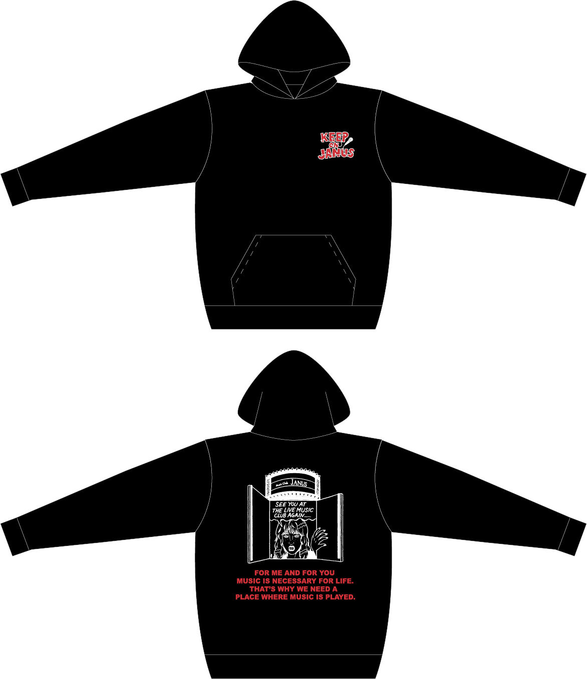 Keep On Janus パーカー ブラック Music Club Janus