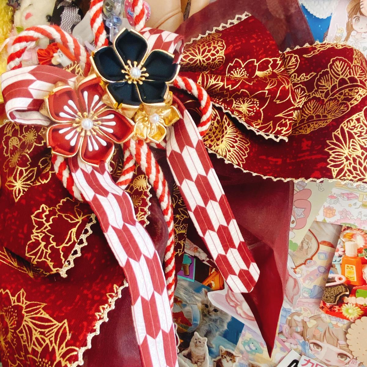 Redmaria 鶴の恩返し 紅黒jsk L 帯のセット はれあめ