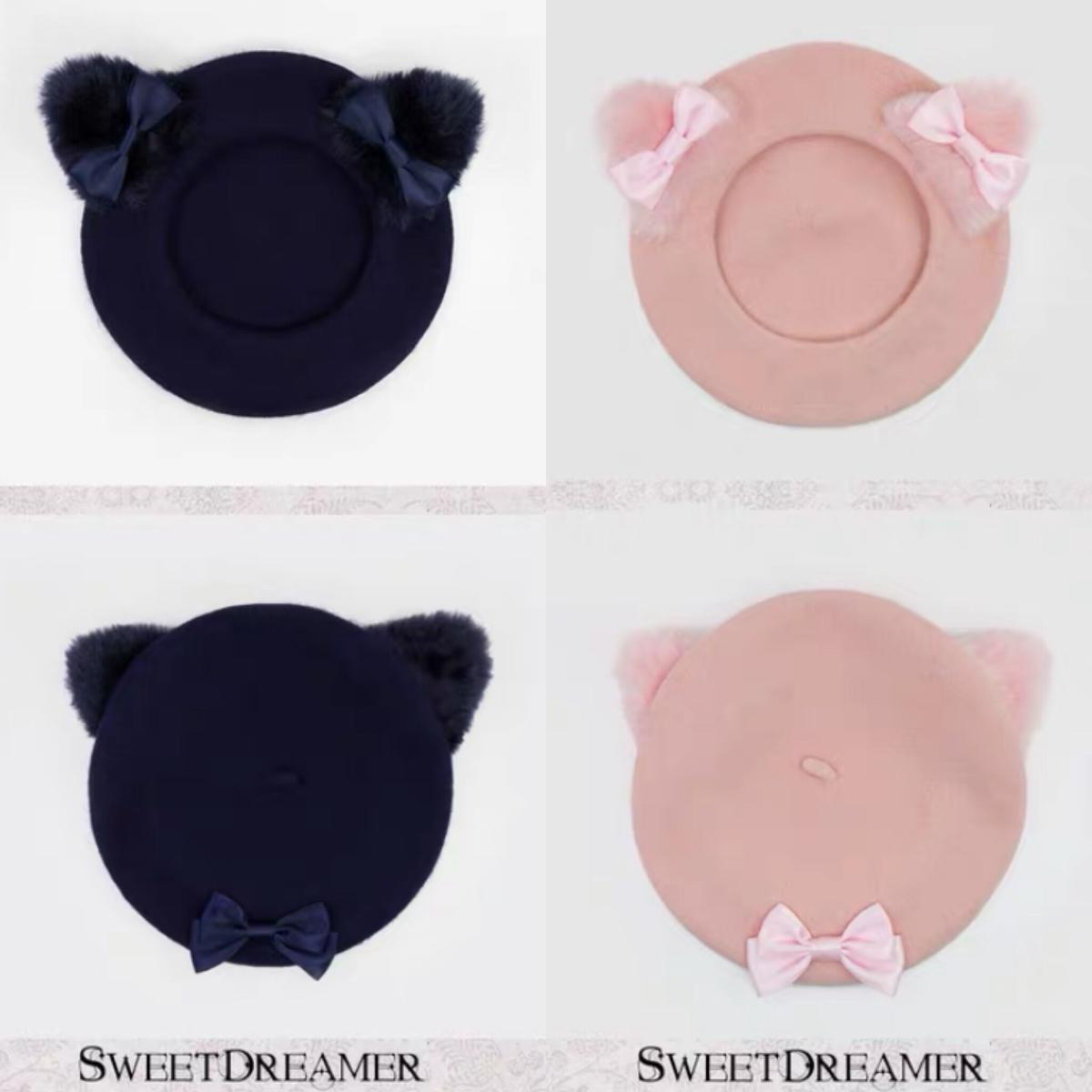 お取り寄せ リボン付き猫耳ベレー帽 はれあめ