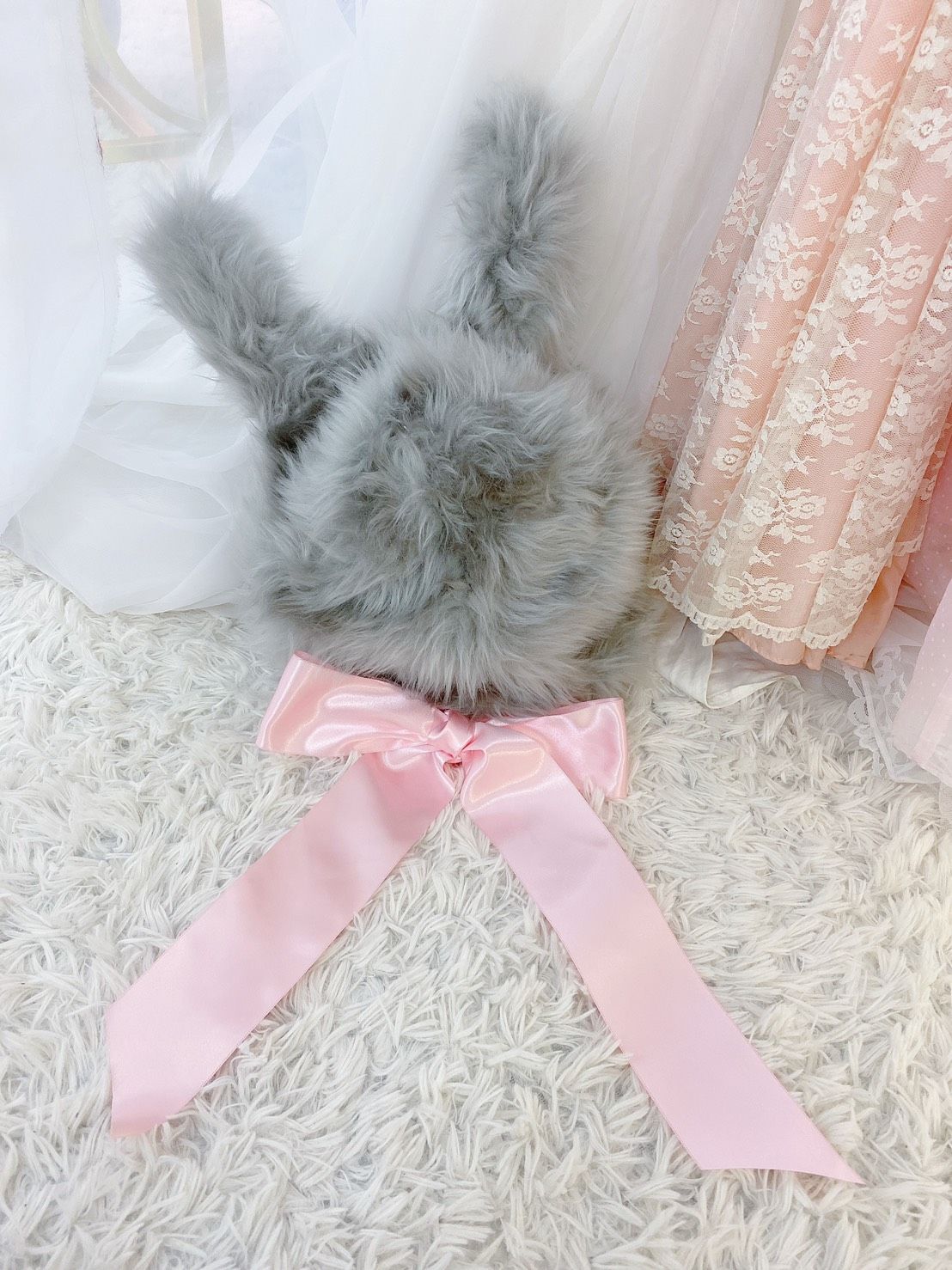 なまいきうさぎ 帽子 ヘッドフォンタイプ グレー なまいきリボンスタジオ
