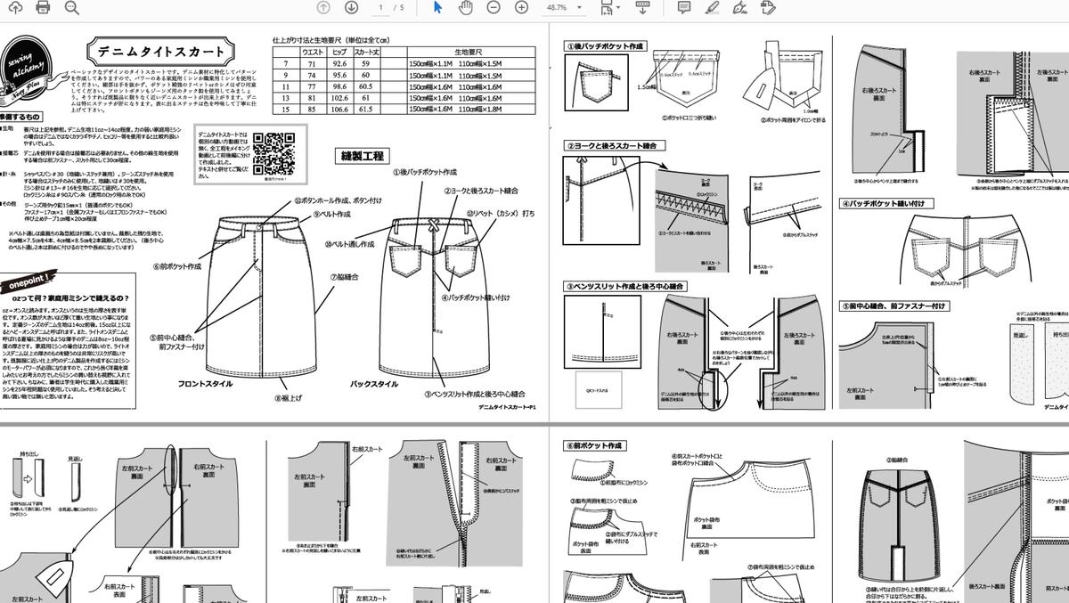 型紙販売 デニムタイトスカート 13号 A3ダウンロード用 型紙屋 Navy Plus