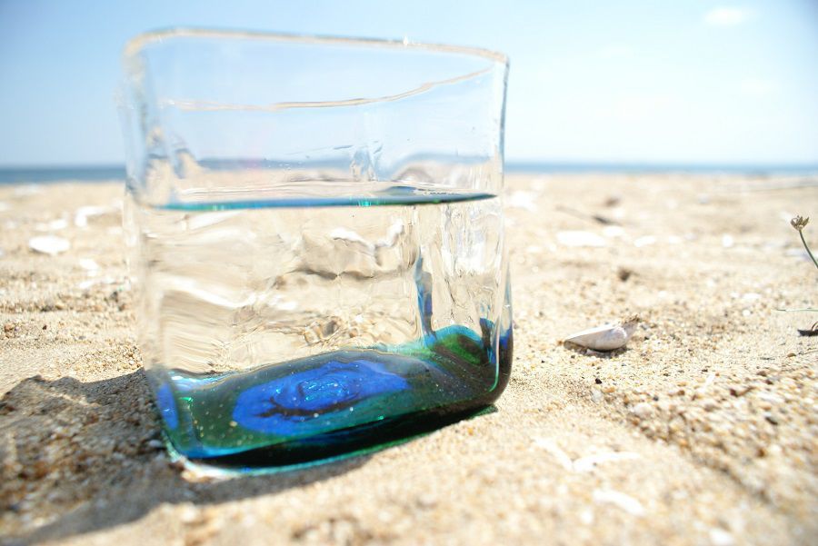 弊社オリジナル製品 沖縄琉球ガラスアクアリウムベタ金魚水槽ケース青緑 にほんのもの