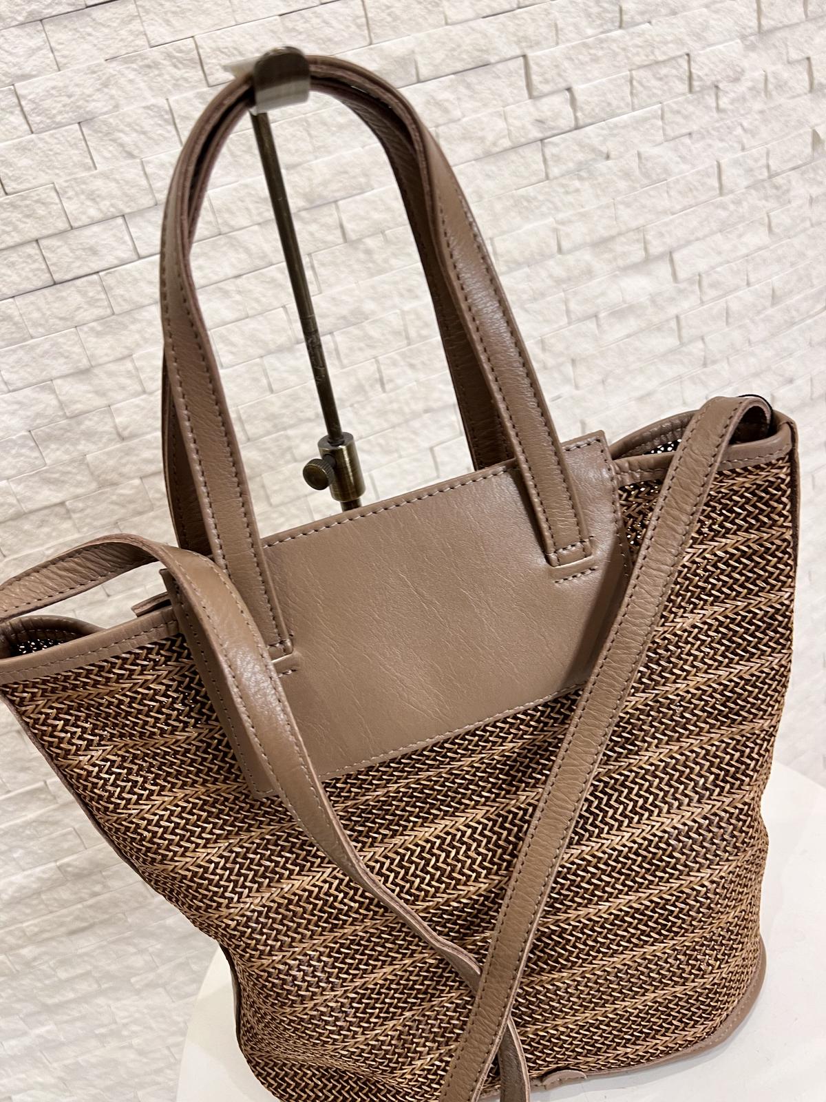 送料無料（沖縄配送） プランテーションメッシュレザートートバック