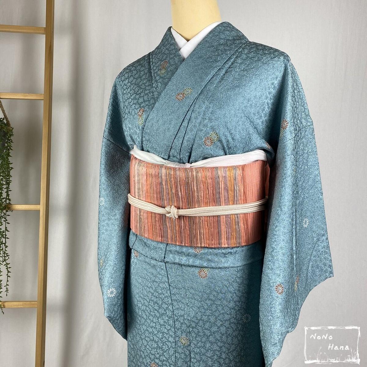 ☆未使用保管品☆【飛び小紋】正絹 単衣 地紋 毬.・鼓・波・花