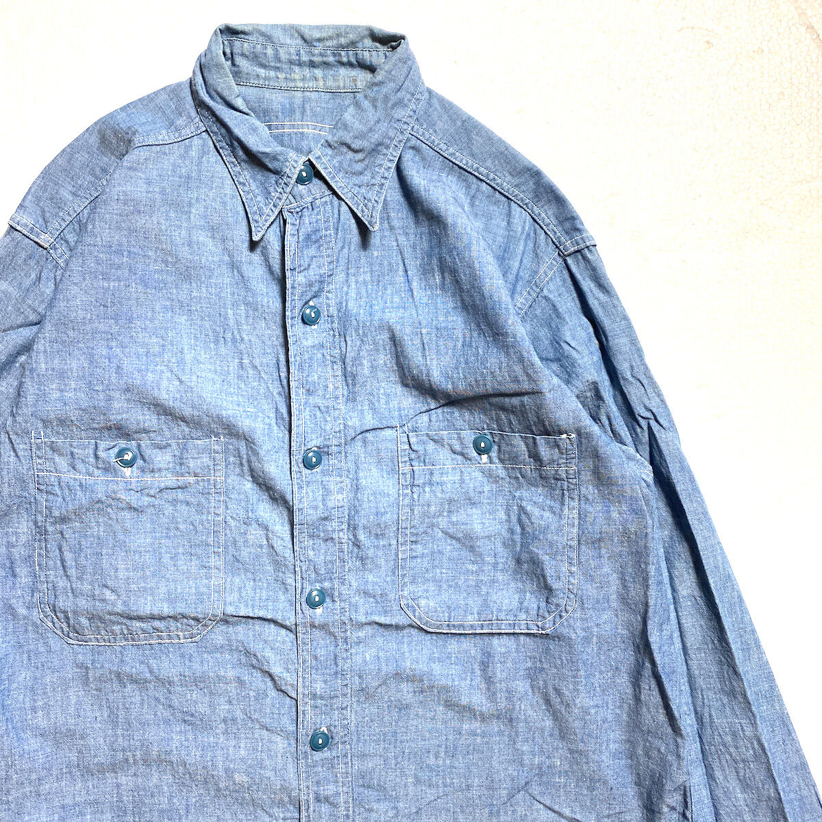 40's WW2 U.S.NAVY Chambray Shirt (15) USN USネイ...