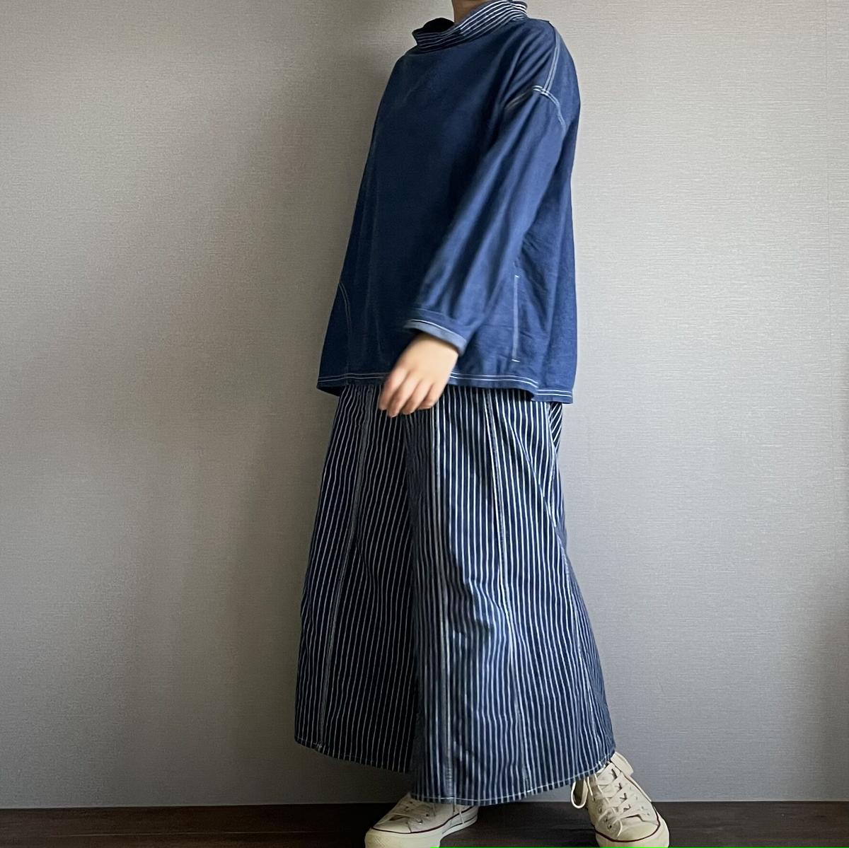 □フィッシャーマンスモック□コバルトブルー□8ozヨコ糸グレーデニム