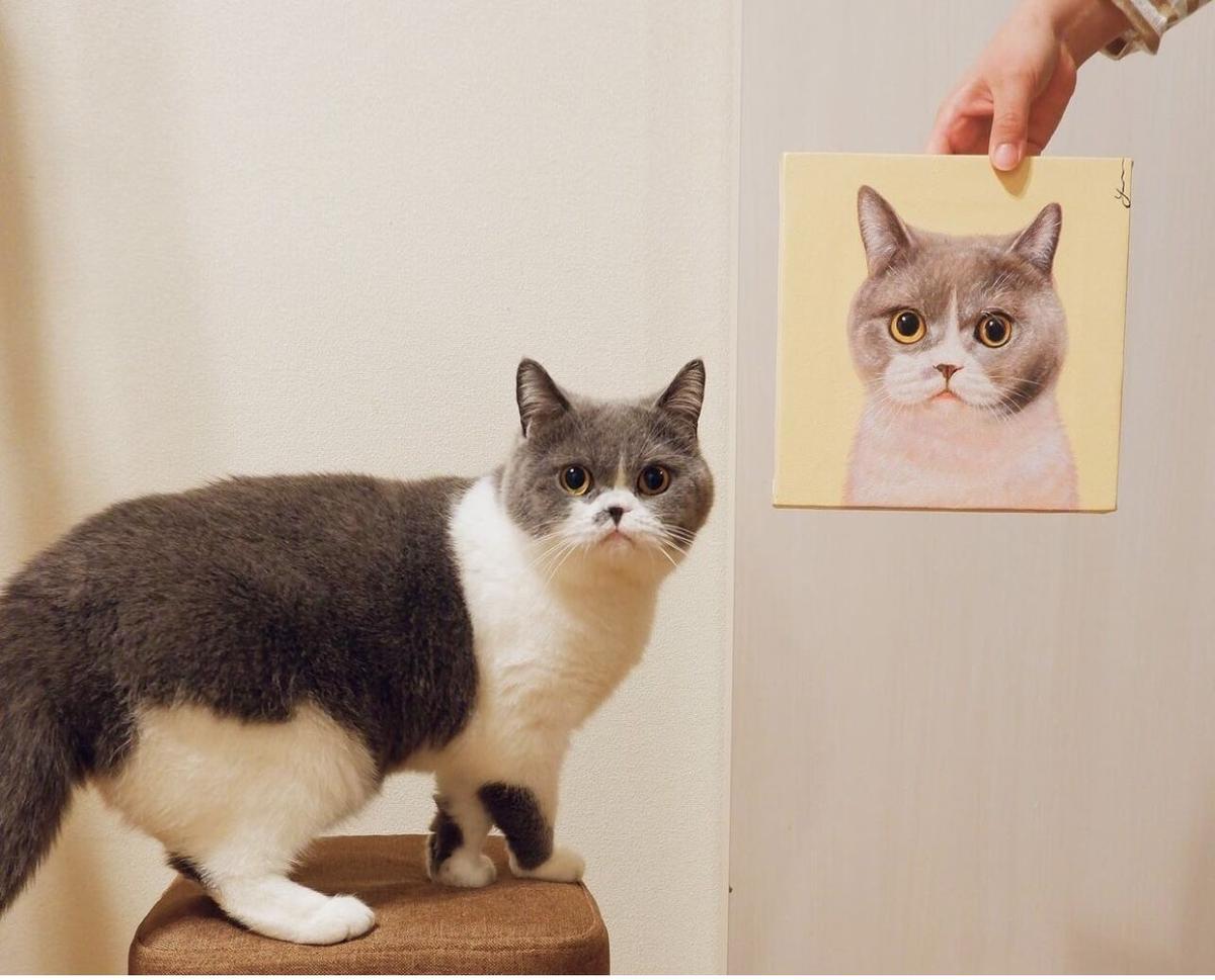 30cm 30cm 木枠セットアート 愛猫ちゃんの肖像画 Premiere Produc