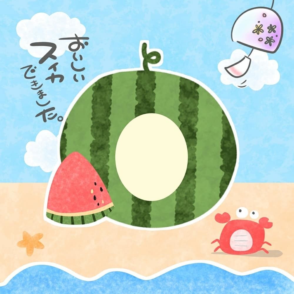 スイカ 顔はめフレーム Saku S Oekaki Store