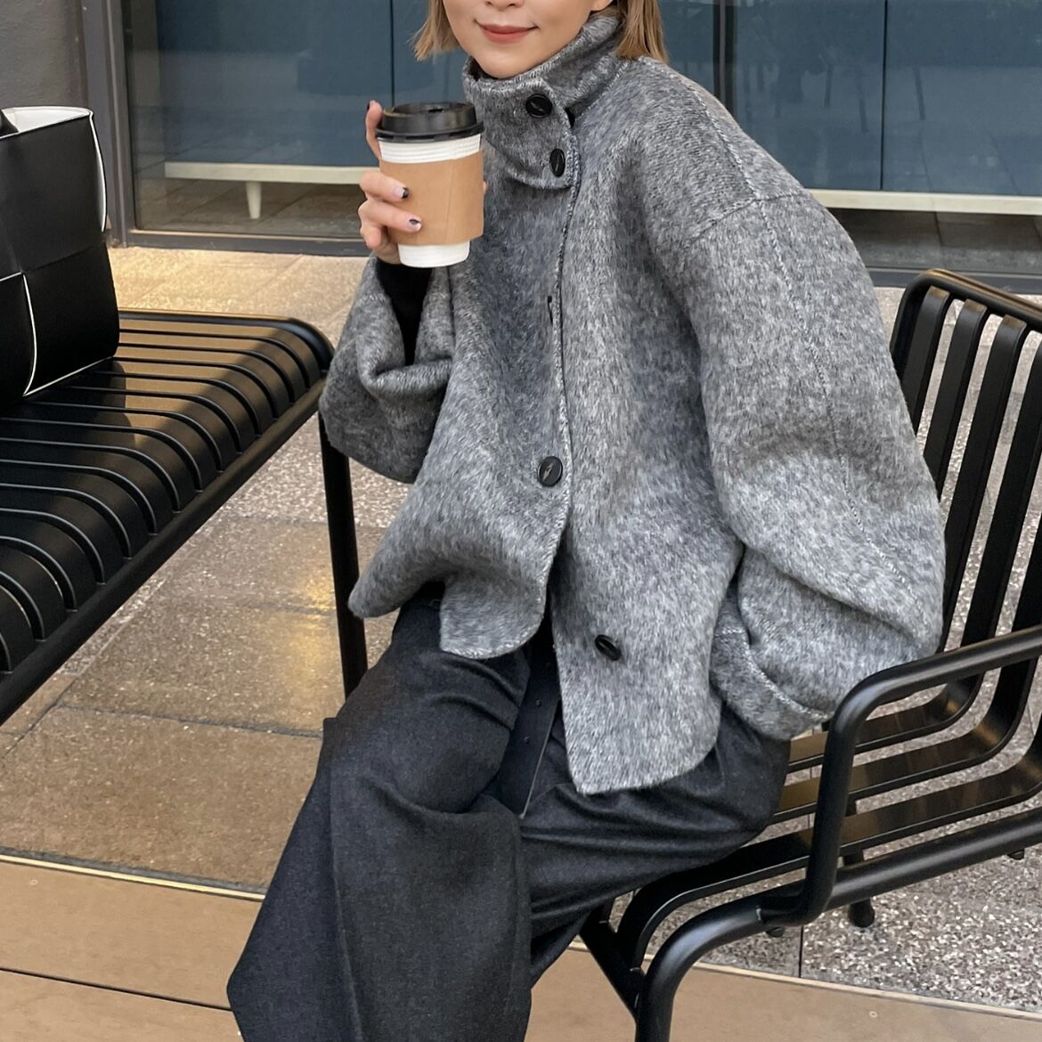 GlamLips スタンドカラー Wool コート　新品未使用未使用タグ付き glamlips☆スタンドカラー Wool コート☆タグ付き