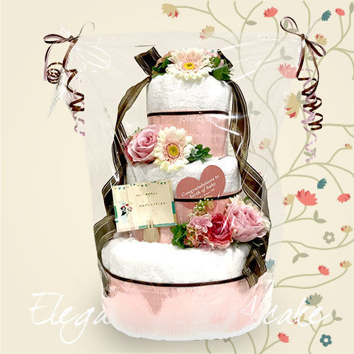 エレガントなおむつケーキ 3段 オムツケーキ専門店 Candy Alice