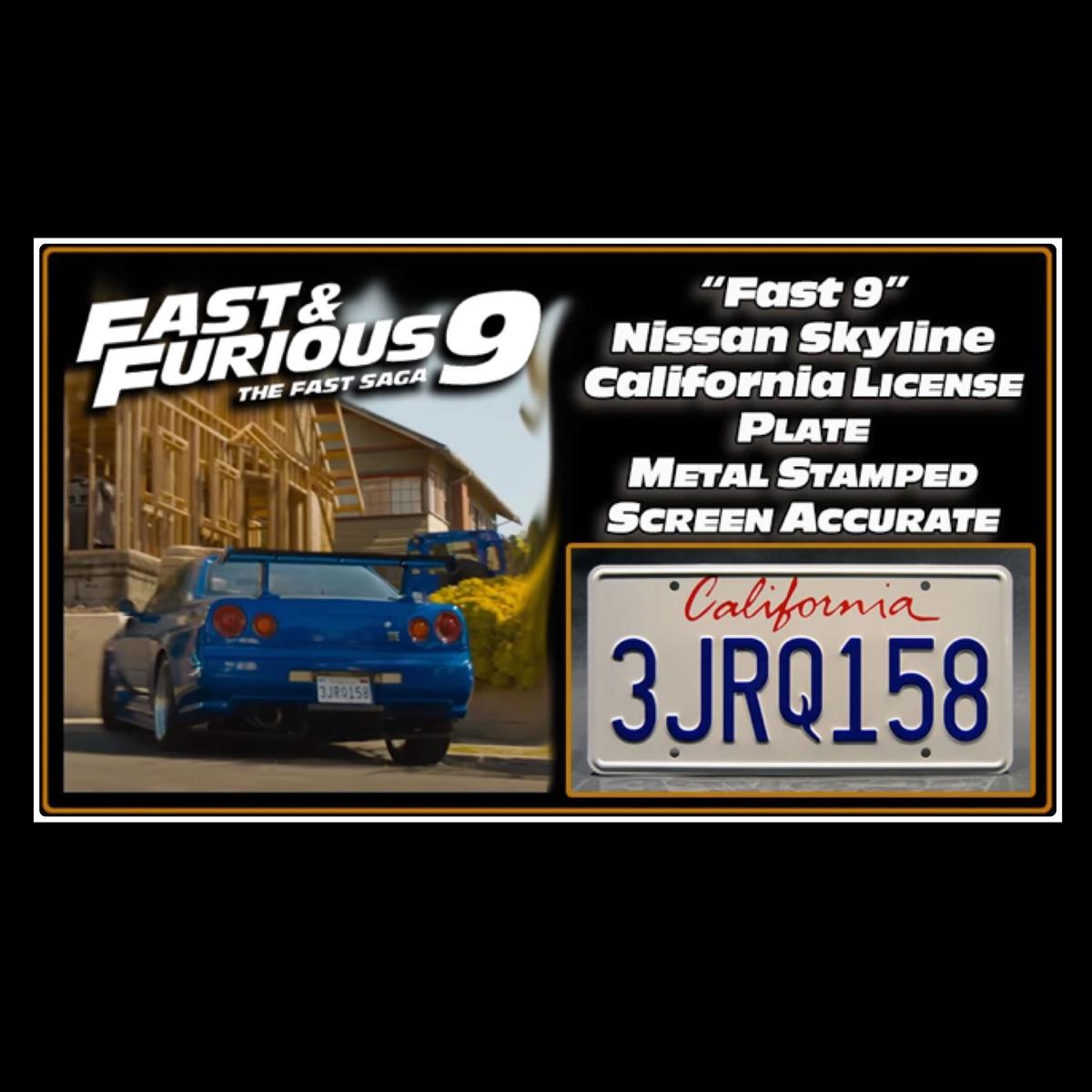 F9 日産スカイラインr34 Gt R ナンバープレート 3jrq158 カリフォルニア