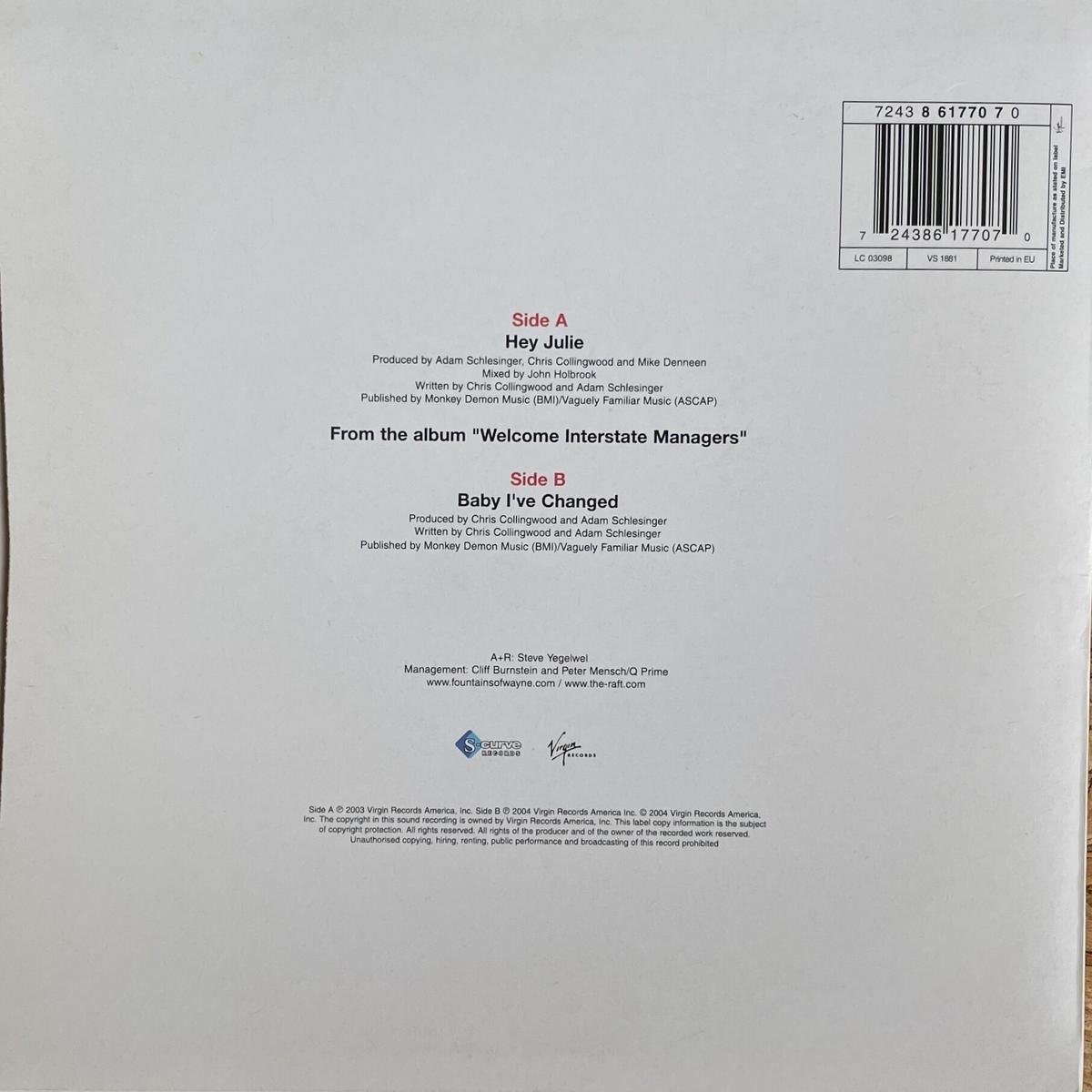 FOUNTAIN OF WAYNE / Hey Julie Oscillators Mer...