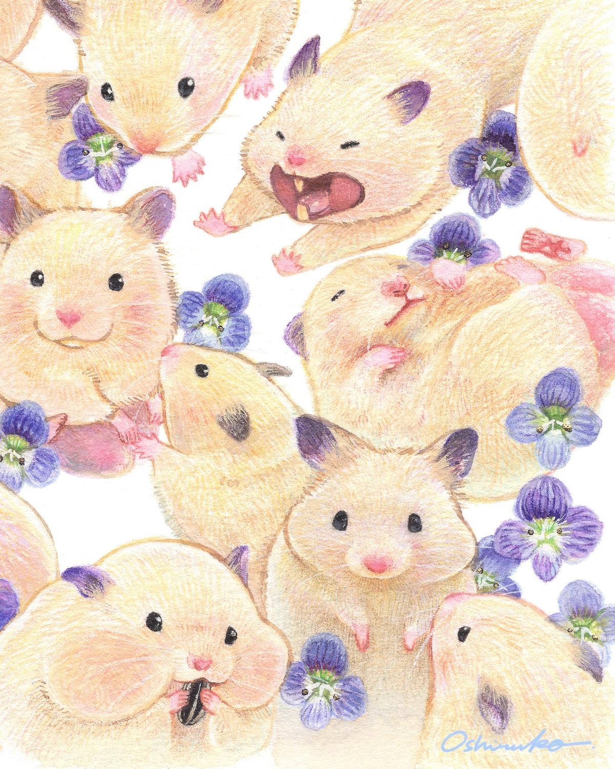 複製原画《どんなきみも》|30匹のキンクマハムスターおもちと