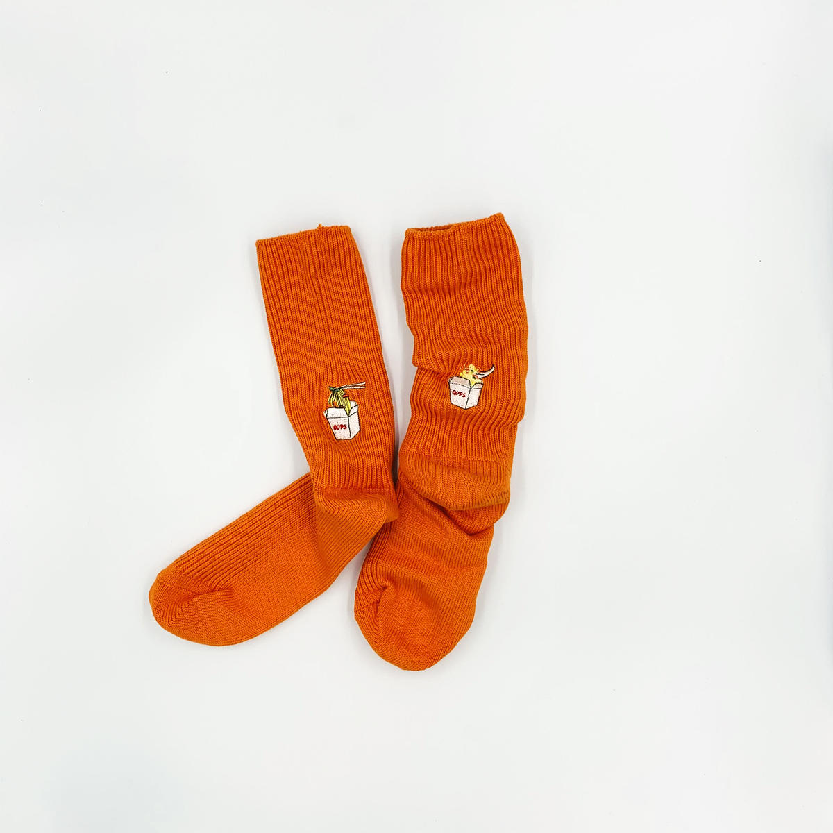 レディース】ランチボックス刺繍ソックス _オレンジ | OUPS™ OFFICIAL