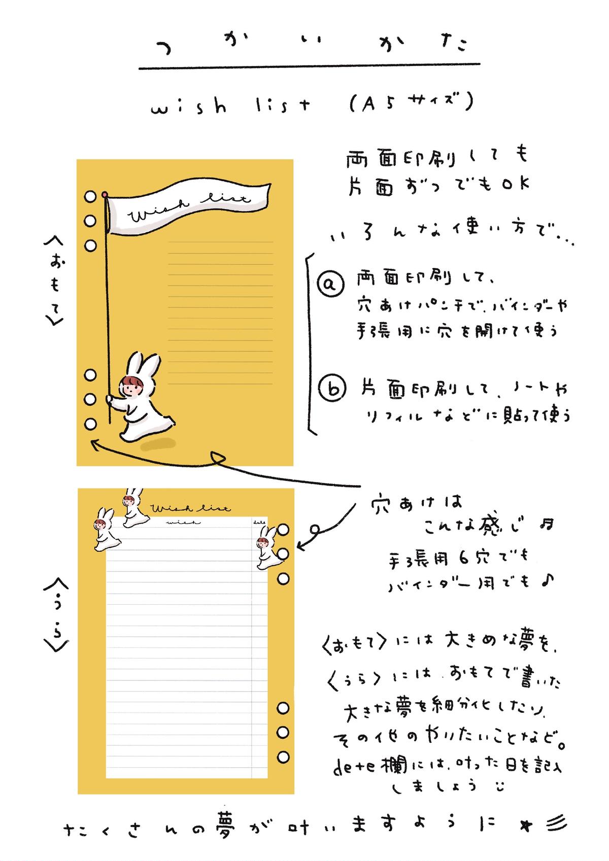 ダウンロード版 Wish List A5手帳リフィル Pieni Trunkukka